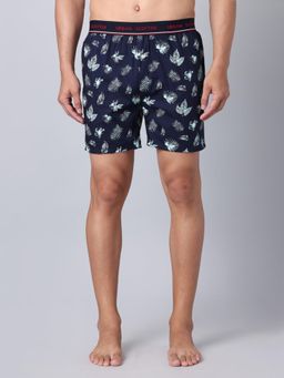 Urban Scottish - Men Navy Cotton Regular Fit Mid Rise Printed Outer Elastic Boxer