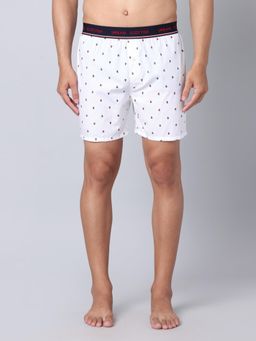 Urban Scottish - Men White Cotton Regular Fit Mid Rise Printed Outer Elastic Boxer