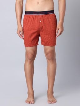 Urban Scottish - Men Red Cotton Regular Fit Mid Rise Printed Outer Elastic Boxer
