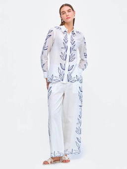 Cover Story - White Leaf Printed Shirt