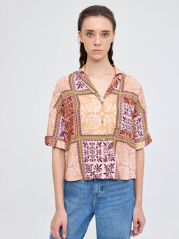 Cover Story - Brown Printed Collar Shirt