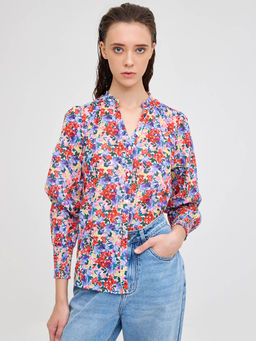 Cover Story - Multi-Color Ditsy Floral Printed Shirt