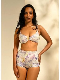 Trove Label - Push Up Abstract Bikini Top and Briefs White (Set of 2)