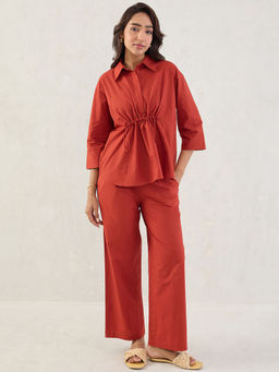 Femmella - Rust Poplin Top Co-Ord (Set of 2)