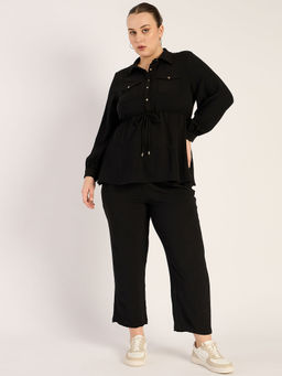 Femmella - Black Button Down Co-Ord (Set of 2)