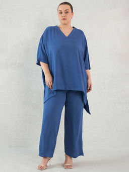 Femmella - Denim Blue Asymmetric Co-Ord (Set of 2)