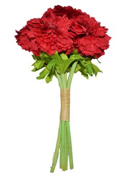 Fourwalls - Decorative Artificial Marigold Flower Bunches (6 Flowers, 30 cm Tall, Red)