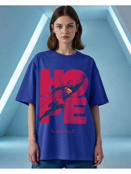 Bewakoof - Heavy Duty 1.0 Official DC Women's Blue Superman Graphic Printed Oversized T-shirt