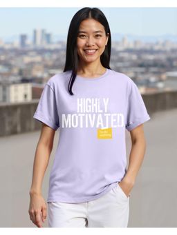 Bewakoof - Women's Purple Highly Motivated Typography Boyfriend T-shirt