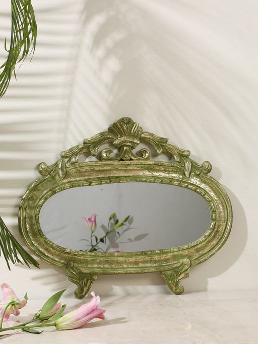 Revive Home Green Mirror with Gold Foiling
