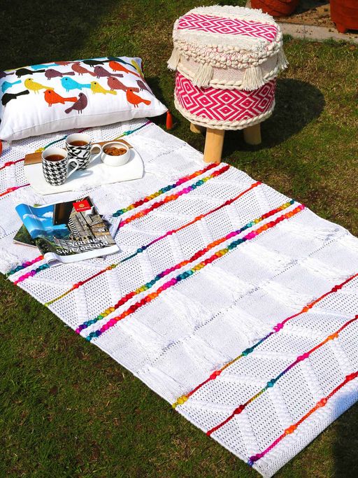 Revive Home Handwoven Pit Loom White Rug
