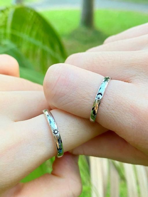 Palmonas 925 Sterling Silver Sun Moon Couple Rings