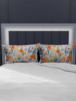 At Home by Nilkamal - Aurora Botanic Pillow Covers with Frill Set of 2-White