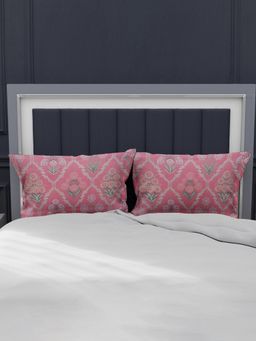 At Home by Nilkamal - Aurora Milange Pillow Covers with Frill Set of 2-Pink