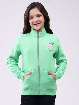 Monte Carlo - Girls Mock Neck Full Sleeve Jacket - Green