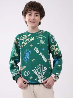 Monte Carlo - Boys Round Neck Full Sleeve Sweatshirt - Green