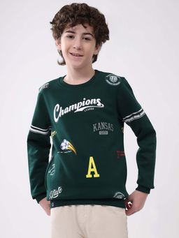 Monte Carlo - Boys Round Neck Full Sleeve Sweatshirt - Green