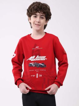Monte Carlo - Boys Round Neck Full Sleeve Sweatshirt - Red