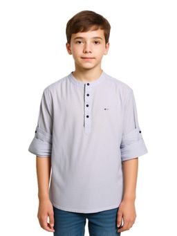 CHARCHIT - Boys Cotton Full Sleeves Kurta Style Solid Shirt - Purple