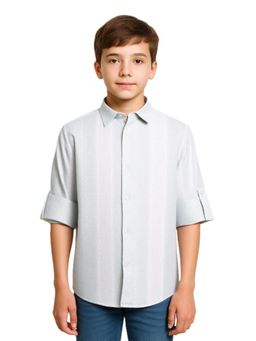 CHARCHIT - Boys Cotton Full Sleeves Textured Shirt - White