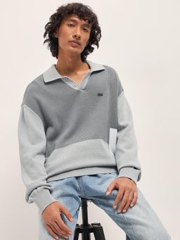 The Bear House - Men's Oversized Fit Cotton Colour Block Polo T-Shirt