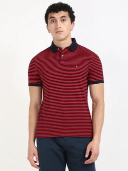 Tommy Hilfiger - Red Stripes Regular Fit Cotton Polo T-Shirt