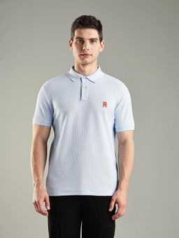 Tommy Hilfiger - Blue Solid Regular Fit Cotton Polo T-Shirt