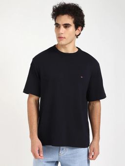 Tommy Hilfiger - Navy Blue Solid Relaxed Fit Cotton T-Shirt
