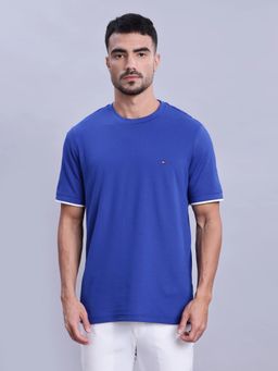 Tommy Hilfiger - Blue Solid Regular Fit Cotton T-Shirt