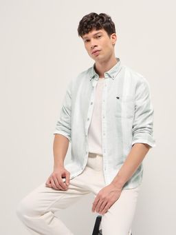 The Bear House - Men's Green Slim Fit Cotton Shirt