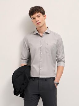 The Bear House - Men's Grey Tailored Fit Solid Shirt