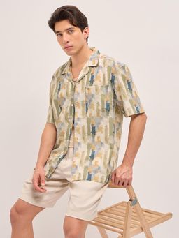 The Bear House - Men's Multi-Color Oversized Fit Printed Shirt