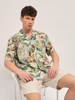 The Bear House - Men's Multicolour Oversized Fit Floral Shirt