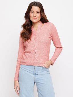 Latin Quarters - Orange Textured V-neck Sweater