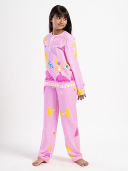Hopscotch - Girls Pink All-Over Print Top And Pajama Set