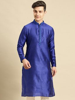 Sanwara - Mens Woven Designer Jacquard Ink Blue Color Kurta