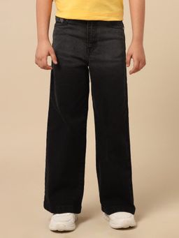 U.S. POLO ASSN. - Girls Black Solid Wide Leg Jeans