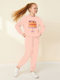 CHERRY CRUMBLE BY NITT HYMAN - Girls Peach Embroidered Sweatshirt & Pyjama