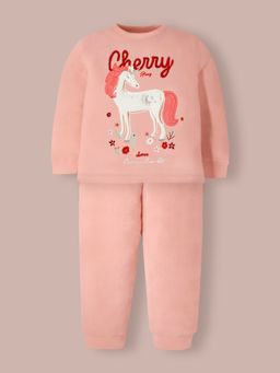 CHERRY CRUMBLE BY NITT HYMAN - Kids Peach Embroidered Sweatshirt & Pyjama