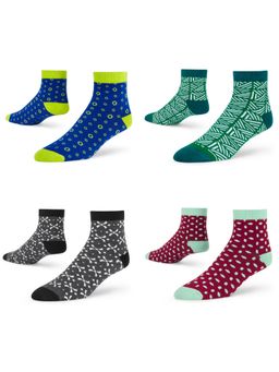 Dynamocks - Men and Women Ankle Length Socks - Free Size - Pack of 4 Pairs