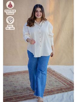 The Indian Ethnic Co. - Cream Handwoven Kala Cotton Loose Shirt