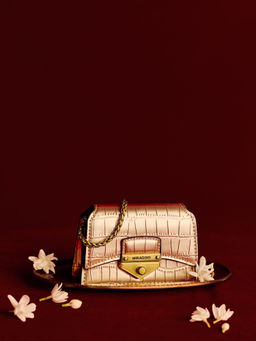 MIRAGGIO - Gold Anna Micro Sling Bag with Detachable Strap for Women (S)