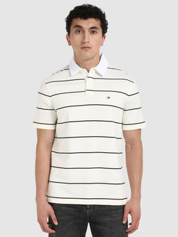 Tommy Hilfiger - Off White Horizontal Striped T-Shirt