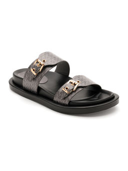 U.S. POLO ASSN. - Women Maria Grey & Black Footbed Sandals