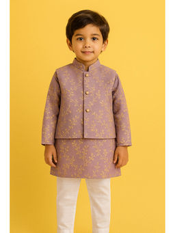 Tiny Pants - Boys Lavender Chanderi Kurta with Pyjama and Jacket