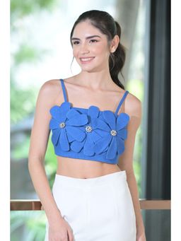 Ombrello - Blue Denim Flower Crop Top