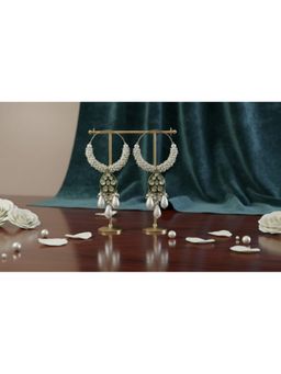 BEAUTY SPOT JEWELLERY - The Emerald Kundan and Pearl Beaded Hoop Earrings