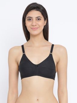 Clovia - Cotton Solid Non-padded Full Cup Wire Free Full Figure Bra - Black