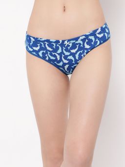 Clovia - Cotton Low Waist Outer Elastic Bikini Panty Blue