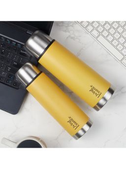 HomeTown - Fiesta Thermosteel Puro Vaccum Flask Combo Set Of 2 In Mustard Colour